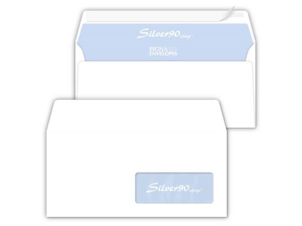 Buste con finestra Pigna Envelopes Silver90 Strip 90 g/mý 110x230 mm bianco Conf. 50 buste - 0062711