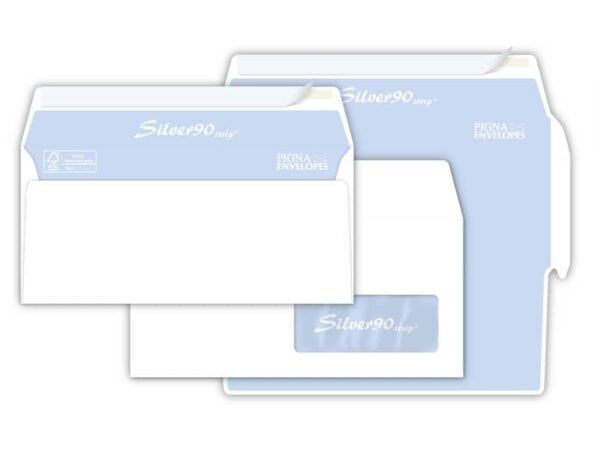 Buste con finestra Pigna Envelopes Silver90 90 g/mý 110x230 mm bianco conf. 500 - 0170578