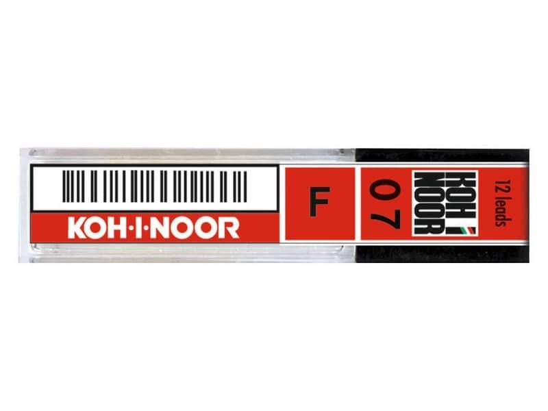 Astuccio mine per portamine KOH-I-NOOR 0,7mm – gradazione F 12 mine – E207-F