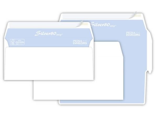 Buste senza finestra Pigna Envelopes Silver80 80 g/mý 110x230 mm bianco conf. 500 - 0097583