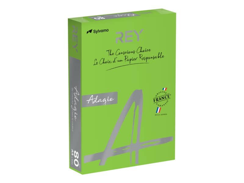 Carta colorata A4 Sylvamo Rey Adagio 80 g/mý verde intenso – Risma da 500 fogli – ADAGI080X650