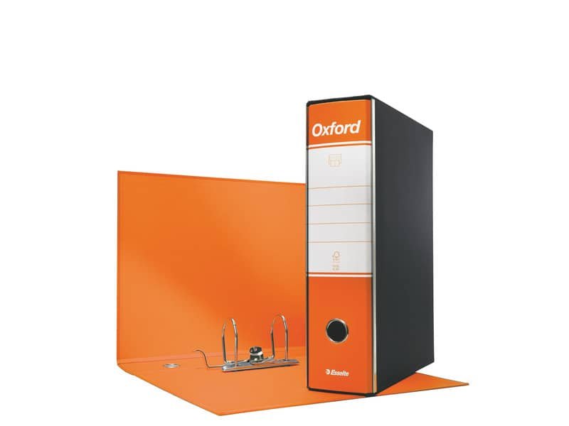 Registratore con custodia Esselte G83 Oxford commerciale 29,5×32 cm – dorso 8 cm arancione – 390783200