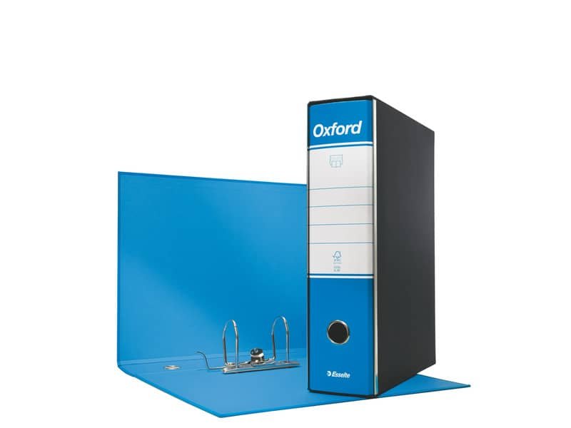 Registratore con custodia Esselte G83 Oxford commerciale 29,5×32 cm – dorso 8 cm azzurro – 390783800