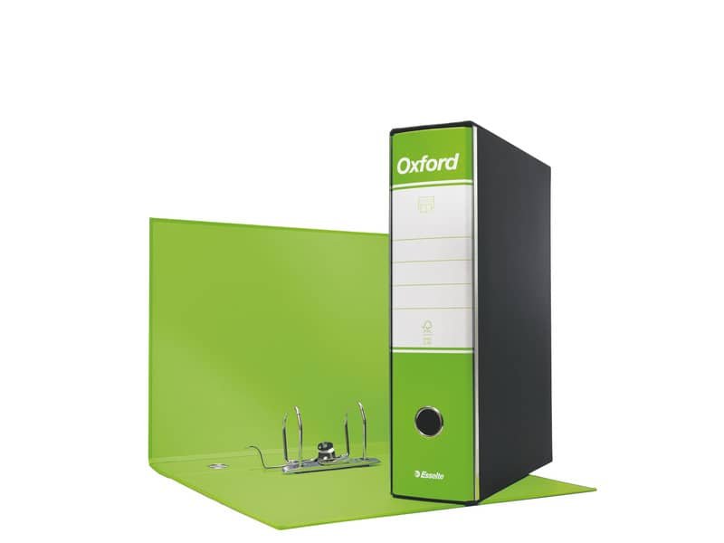 Registratore con custodia Esselte G83 Oxford commerciale 29,5×32 cm – dorso 8 cm verde lime – 390783600