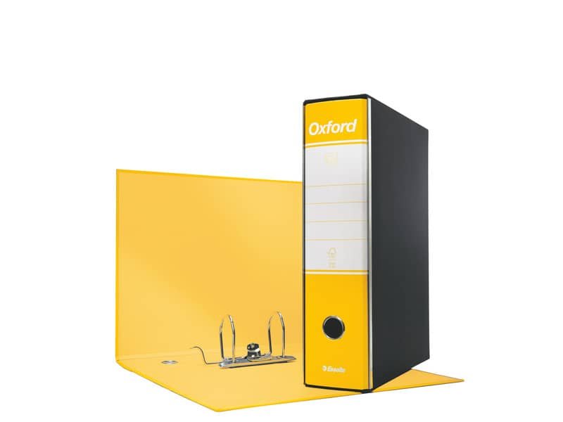 Registratore con custodia Esselte G83 Oxford commerciale 29,5×32 cm – dorso 8 cm giallo – 390783090