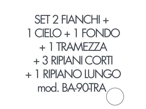 Set 2 fianchi+1 cielo+1 fondo+1 tramezza +3 piani corti+1 piano lungo per armadio Tecnical 2 BA-90-TRA bianco 805141163071