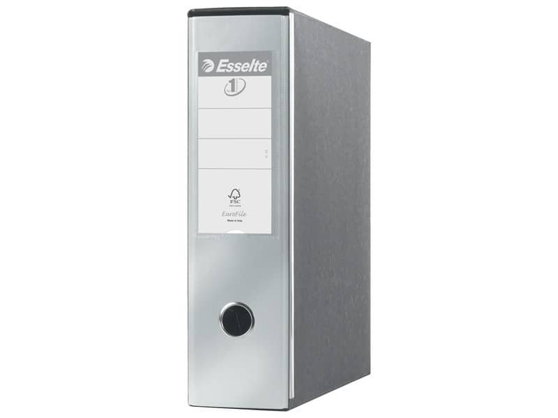Registratore con custodia Esselte G53 Eurofile commerciale Dorso 8 cm cartone rivestito PP grigio metallizz.-390753970