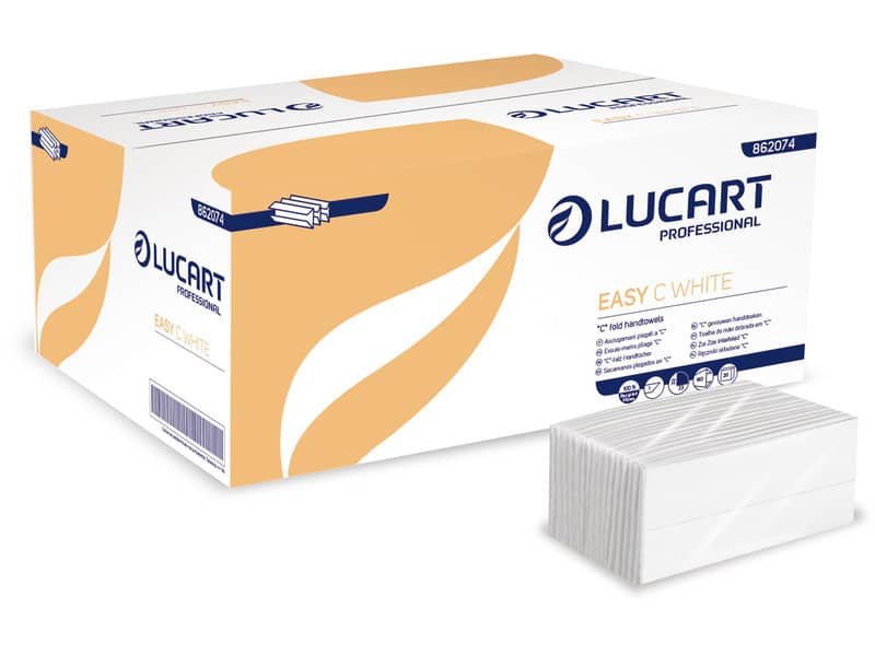 Asciugamani piegati a ”C” Lucart Easy C White 1 velo 20 conf. da 192 pezzi – 862074P
