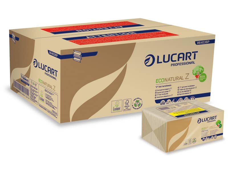 Asciugamani piegati a ”Z” Lucart EcoNatural Z 23×23,5 cm avana conf. da 220 ff – 864036P