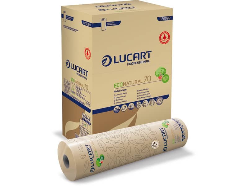 Lenzuolino medico Lucart EcoNatural 70 m 2 veli avana 190 strappi – 870099
