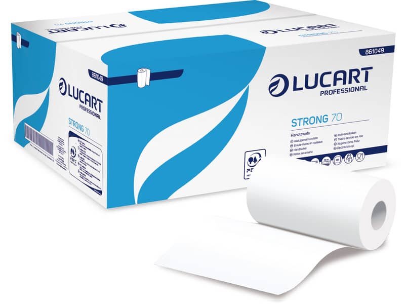 Asciugamano Lucart Strong 70 m 2 veli pura cellulosa cartone da 12 rotoli – 861049