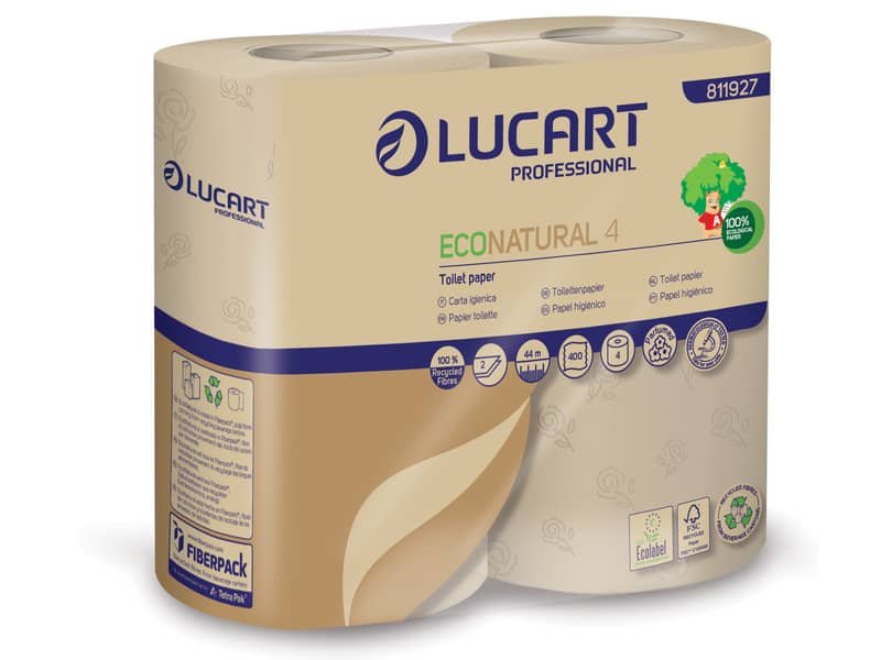 Carta igienica Lucart EcoNatural 4 2 veli 4 rotoli da 400 strappi – 811927