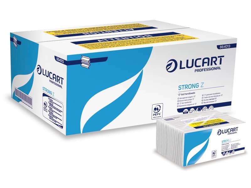 Asciugamani piegati a ”Z” Lucart Strong Z 23×23,5 cm 2 veli fascetta da 220 ff – 864013W