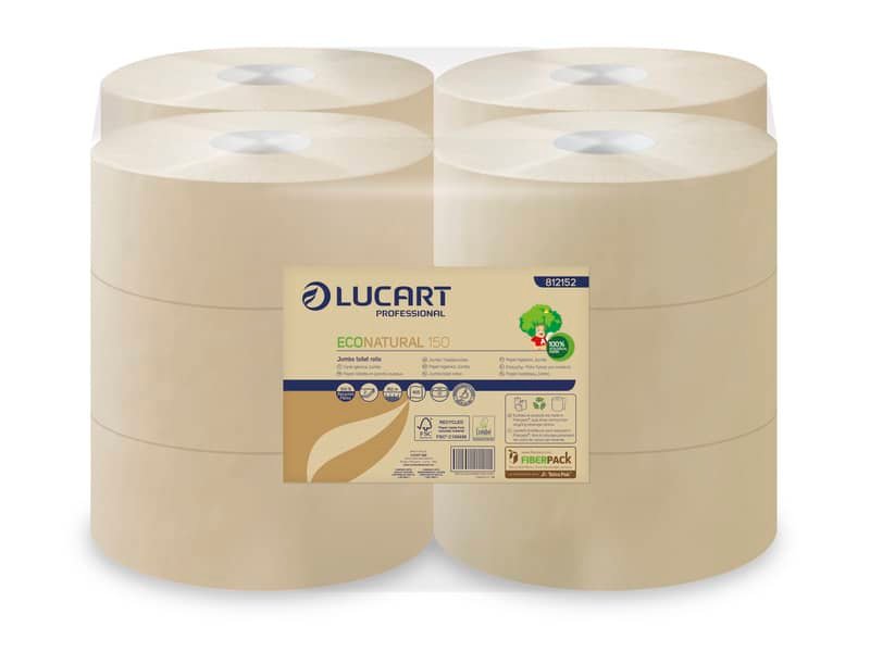 Carta igienica Lucart EcoNatural 150 m jumbo 2 veli avana 12 rotoli da 405 strappi – 812152P