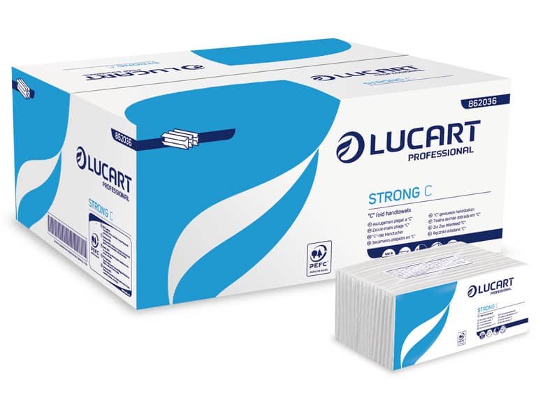 Asciugamani piegati a ”C” Lucart Strong C 23×33 cm 1 velo conf. da 192 ff – 862036P