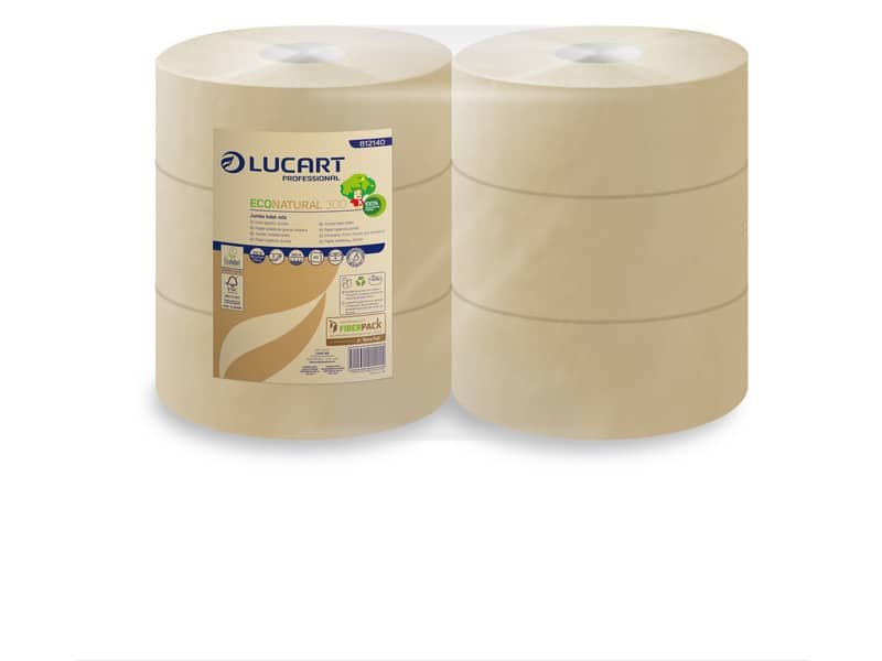 Carta igienica Lucart EcoNatural 300 m jumbo 2 veli avana 6 rotoli da 811 strappi – 812140AP