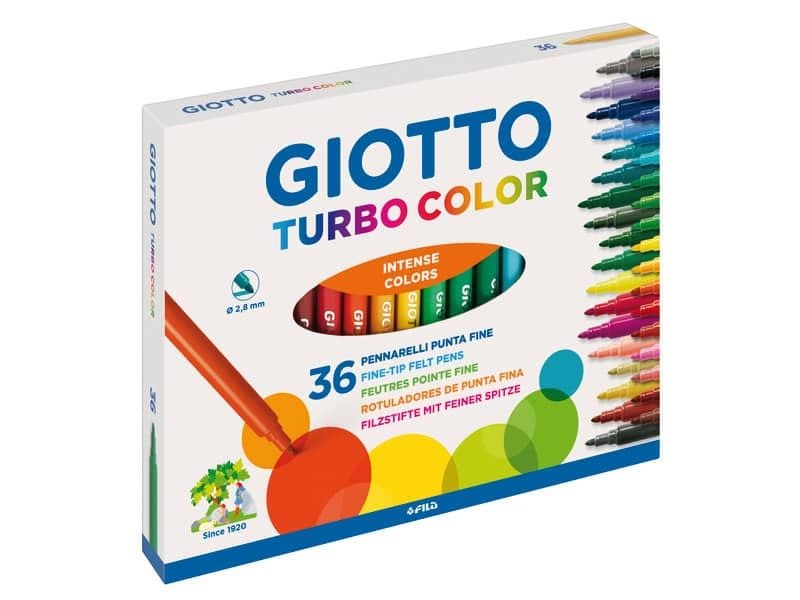 Pennarelli GIOTTO Turbo Color punta fine 2,8 mm assortiti astuccio da 36 – 418000
