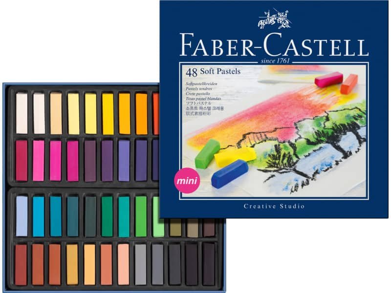 Crete morbide Faber-Castell Soft Pastels Creative Studio mini assortiti astuccio di cartone da 48 – 128248