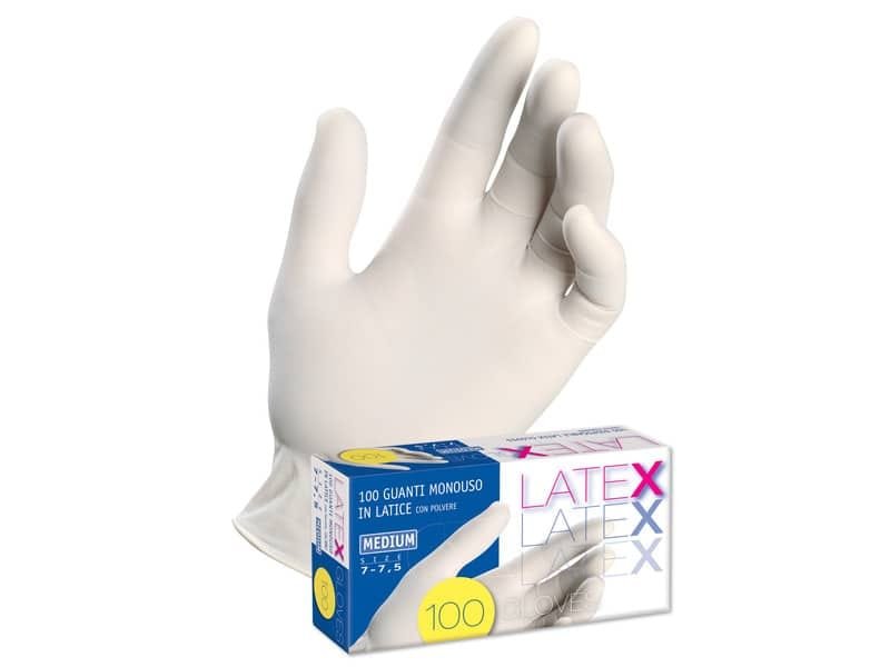 Guanti in lattice con polvere Icoguanti Latex M bianchi scatola da 100 guanti – ESL/MEDIA