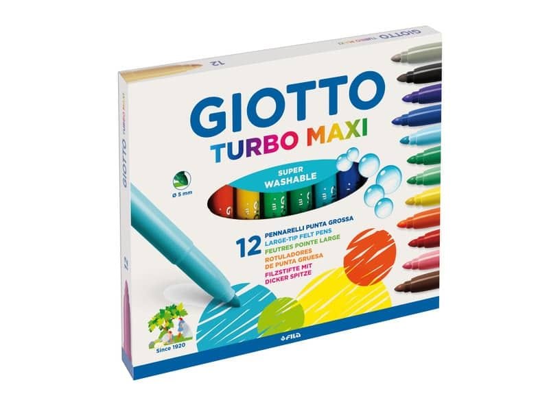 Pennarelli GIOTTO Turbo Maxi punta grossa 5 mm assortiti astuccio da 12 – 454000