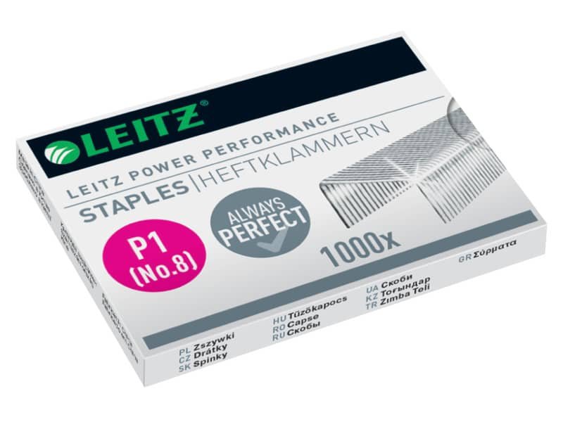 Punti metallici nø 8 Leitz in metallo zincato scatola da 1000 punti – 55780000
