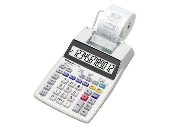 Calcolatrice scrivente a doppia alimentazione SHARP EL-1750V con display LCD a 12 cifre grigio - SH-EL1750V