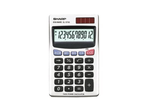 Calcolatrice tascabile a doppia alimentazione SHARP con display a 12 cifre argento - EL 379 SB