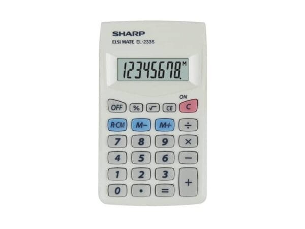 Calcolatrice tascabile SHARP con display a 8 cifre bianco SH-EL233SB