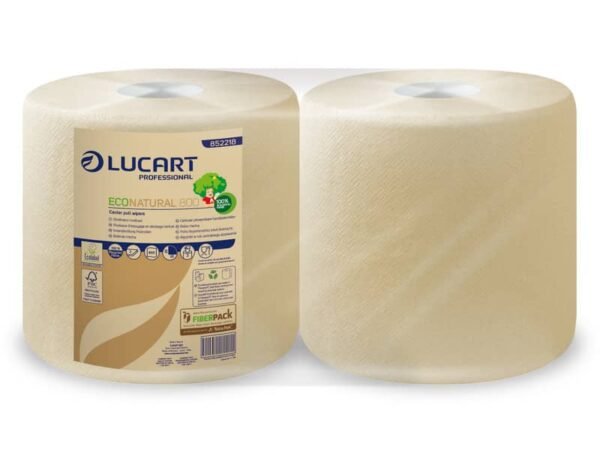Bobina multiuso Lucart EcoNatural 800 - 200 m 2 veli avana - 2 rotoli da 800 strappi - 852218