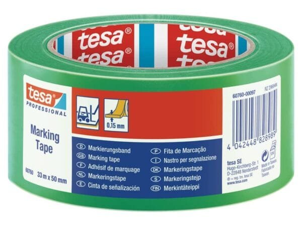 Nastro per segnalazioni in PVC tesa tesaflex© 60760 rivestito gomma resina 50mmX33m verde - 60760-00097-15