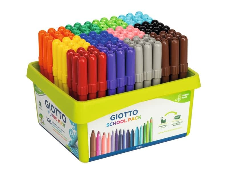 Pennarelli GIOTTO Turbo Maxi punta grossa in fibra 5 mm assortiti Schoolpack da 108 – 524000