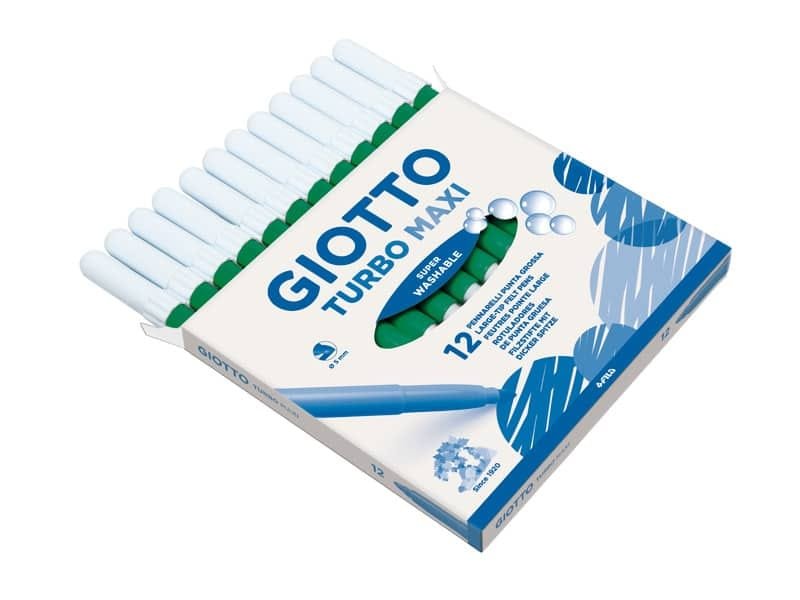 Pennarello GIOTTO Turbo Maxi punta grossa in fibra 5 mm verde cinabro Conf. 12 pezzi – 456020