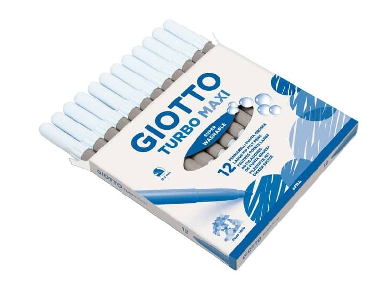Pennarello GIOTTO Turbo Maxi punta grossa in fibra 5 mm grigio cenere Conf. 12 pezzi – 456025