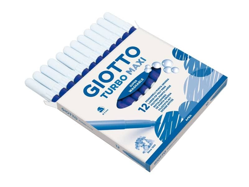 Pennarello GIOTTO Turbo Maxi punta grossa in fibra 5 mm blu oltremare Conf. 12 pezzi – 456032