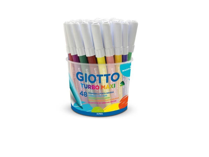 Pennarelli GIOTTO Turbo Maxi punta grossa in fibra 5 mm assortiti barattolo da 48 – 521400