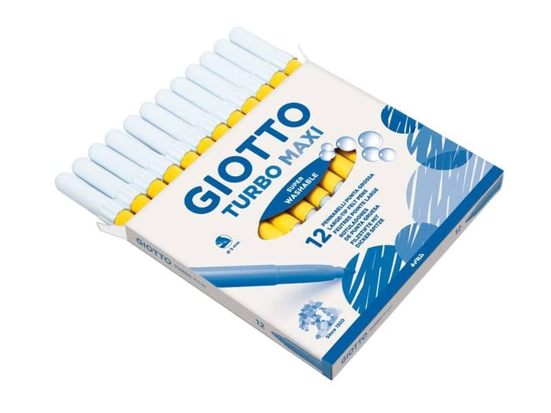 Pennarello GIOTTO Turbo Maxi punta grossa in fibra 5 mm giallo medio Conf. 12 pezzi – 456002