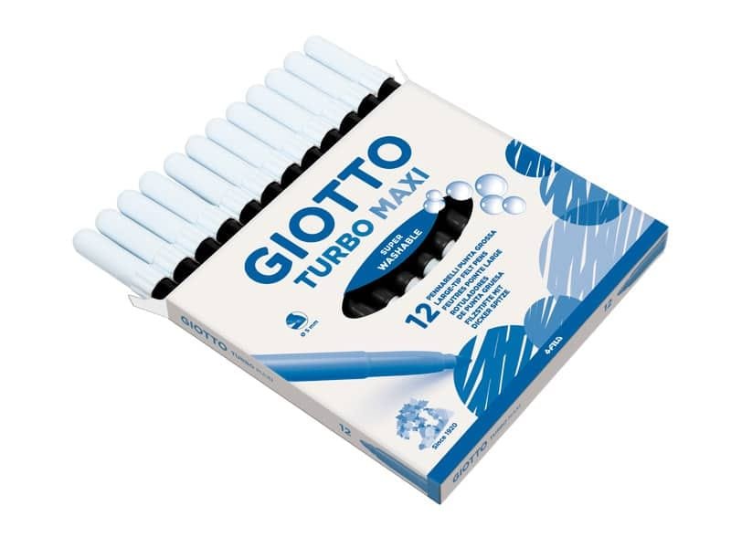 Pennarello GIOTTO Turbo Maxi punta grossa in fibra 5 mm nero Conf. 12 pezzi – 456036