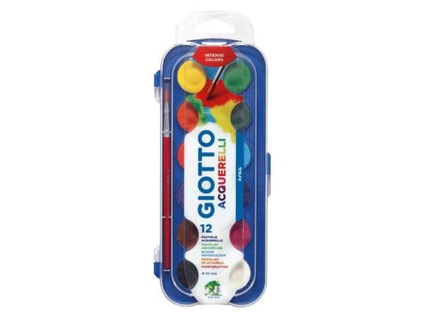 Acquerelli GIOTTO  30 mm assortiti  scatola da 12 + 1 pennello - 351200