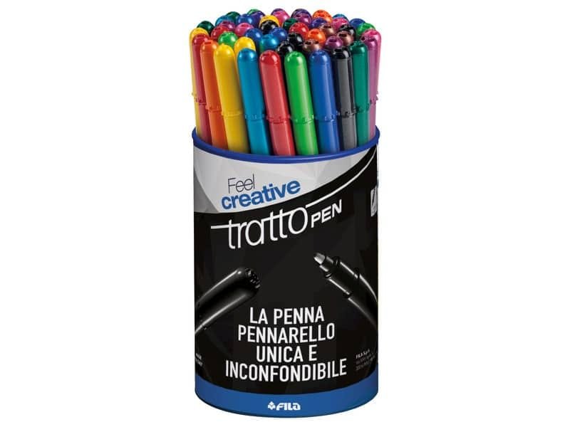 Penne a punta sintetica TRATTO Pen Metal 2 mm assortiti barattolo da 50 – F807100