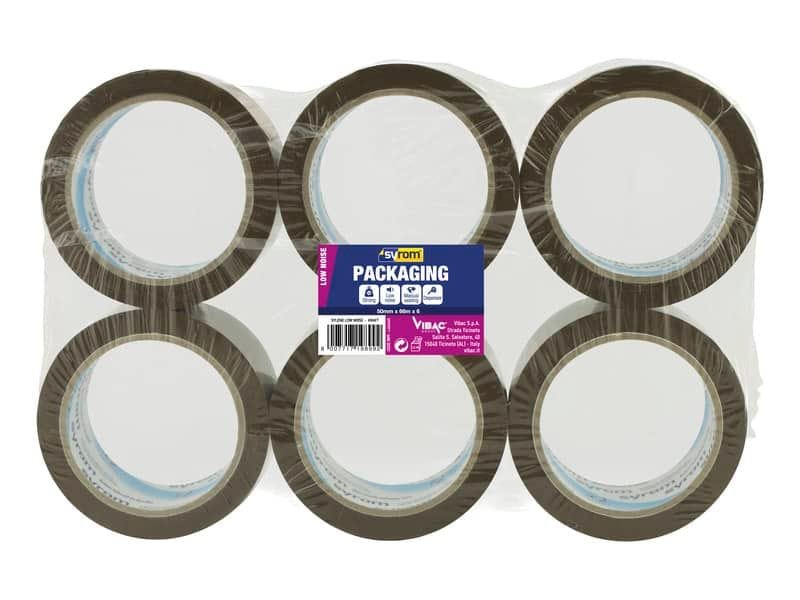 Nastro adesivo da imballo SYROM formato 50 mm x 66 m – materiale ppl avana Conf. 6 pezzi – 9899