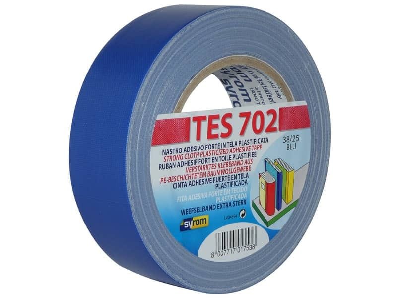 Nastro adesivo in tela Tes 702 SYROM formato 38mm x 25 m – materiale tela plastificata blu – 1753