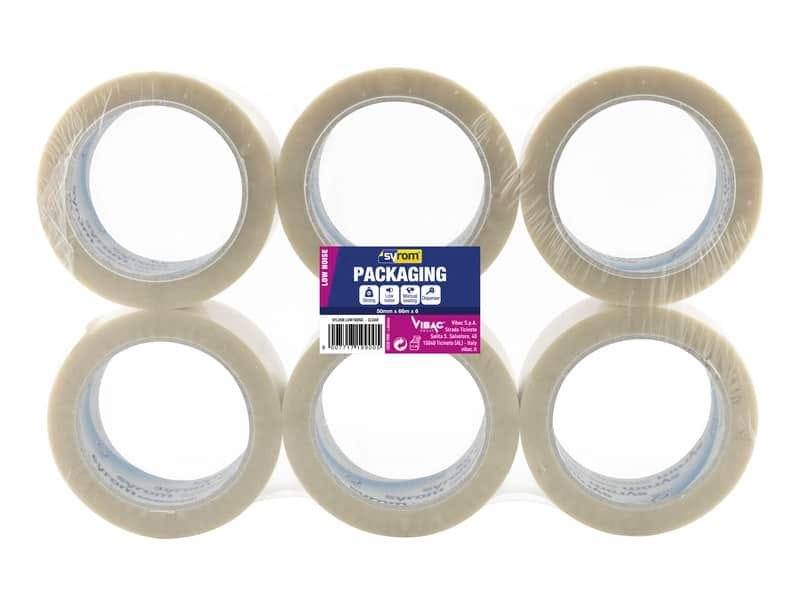 Nastro adesivo da imballo SYROM formato 50 mm x 66 m – materiale ppl trasparente Conf. 6 pezzi – 9900