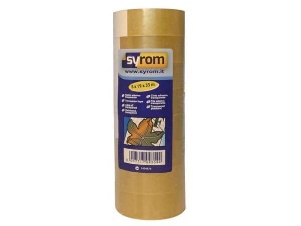 Nastro adesivo Noysy SYROM formato 19 mm x 33 m ppl trasparente torre da 8 rotoli - 4354
