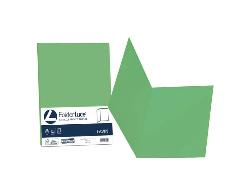 Cartellina semplice FAVINI FOLDER S cartoncino Simplex Luce&Acqua 200 g/mý 25x34cm verde 60  conf.50 – A50D664