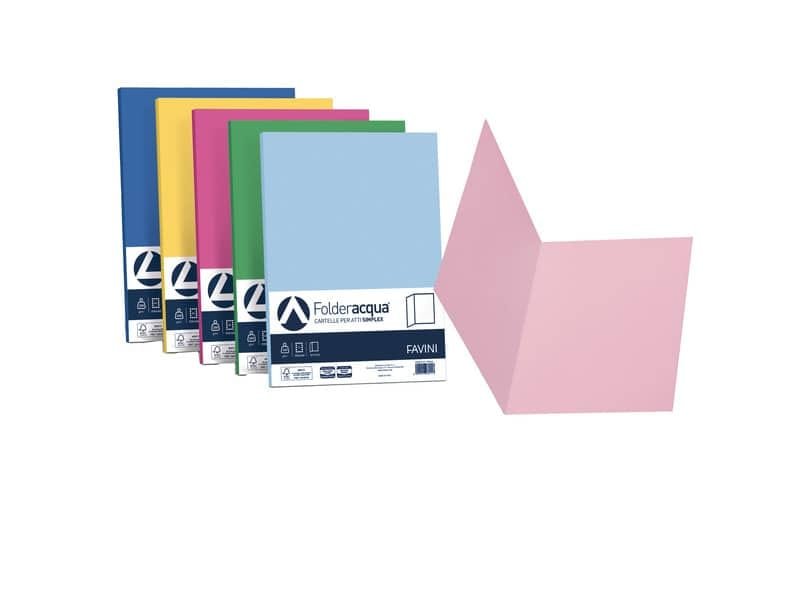 Cartellina semplice FAVINI FOLDER S cartoncino Simplex Luce&Acqua 200 g/mý 25x34cm mix 5 colori  conf. 50 – A50X664