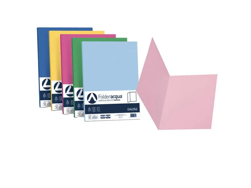 Cartellina semplice FAVINI FOLDER S cartoncino Simplex Luce&Acqua 200 g/mý 25x34cm mix 5 colori  conf. 50 – A50X664