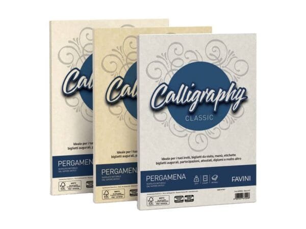 Carta pergamena FAVINI Calligraphy per lettere da stampare, finitura liscia 190 g/mý A4 sabbia 02  50 fogli - A69U084