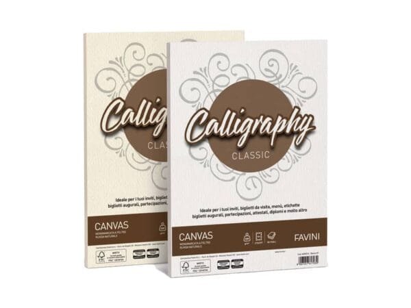 Carta canvas FAVINI Calligraphy per lettere ruvido su entrambi i lati 100 g/mý A4 bianco 01  50 fogli - A690214