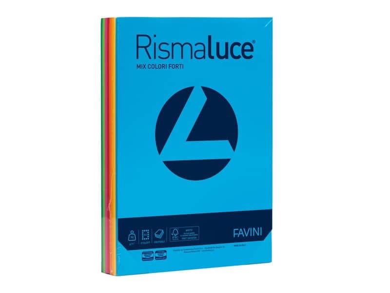 Carta colorata Favini Rismaluce colori forti 90 g/mý A4 mix 8 colori – Risma da 300 fogli – A66X314