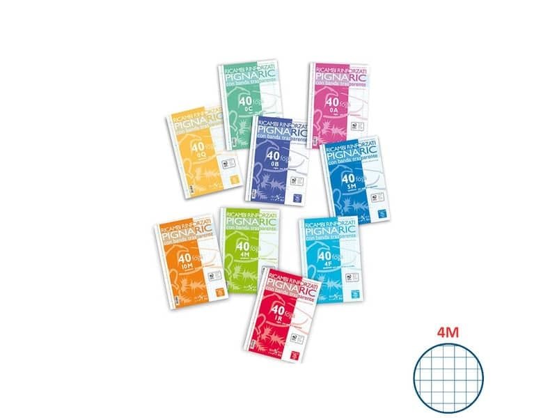Ricambi per quaderni Pignaric Pigna a 4 fori 80 g/mý A5 4mm Conf. 40 fogli – 02208304M